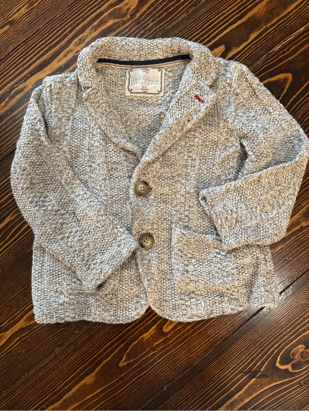 Kids Gray Knit Blazer Jacket - Zara
